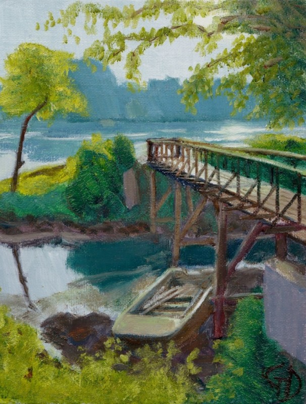 Boat under Bridge.jpg - Boat under Bridge Water-soluble oil on canvas,7 x 9" (20.3 x 25.4 cm) Completed May 2018